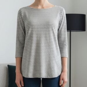 Eddie Bauer Women's Outdoor 3/4 Sleeve Striped Top Size Large